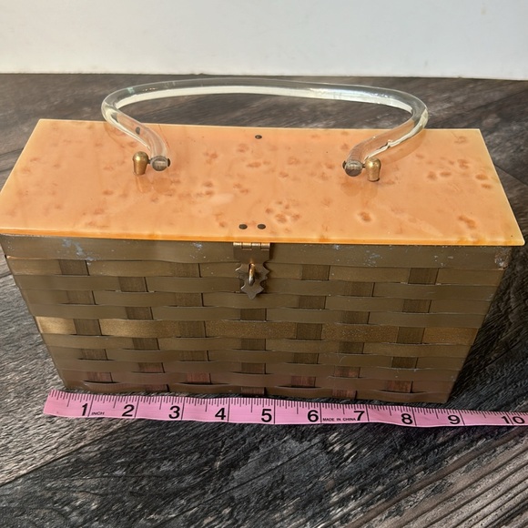 Vintage 50’s Metal Basketweave Purse Gold - Picture 4 of 11